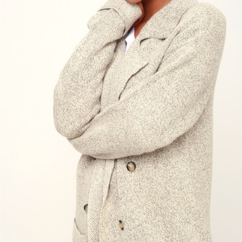 Lulus Cuddle Club Beige Long Sleeve Sweater Coat